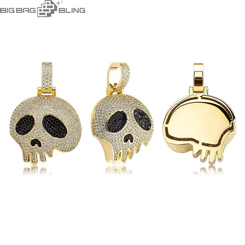 Iced Out Skull Ghost Pendant BigBagBling