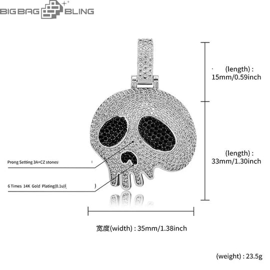 Iced Out Skull Ghost Pendant BigBagBling