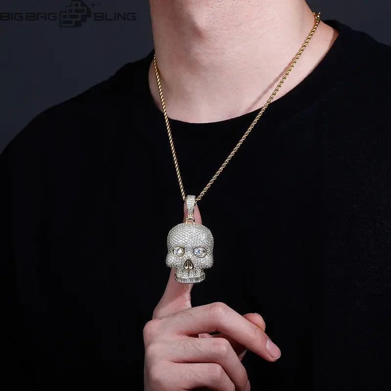 Iced Out Skull Head Pendant BigBagBling