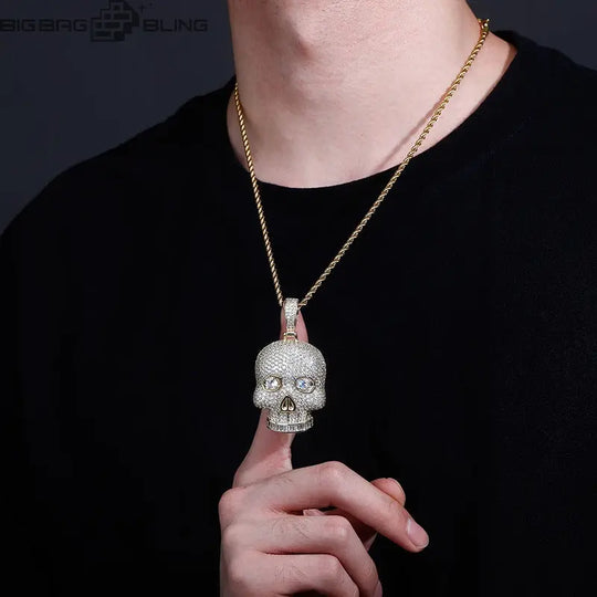 Iced Out Skull Head Pendant BigBagBling