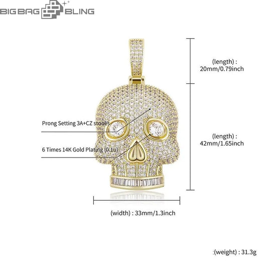 Iced Out Skull Head Pendant BigBagBling