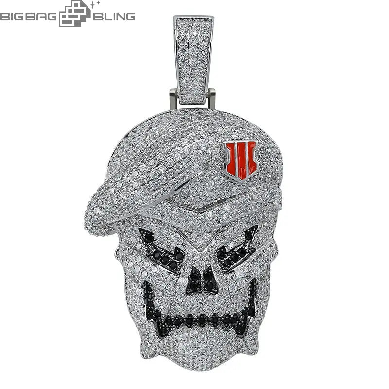 Iced Out Skull Soldier  Pendant BigBagBling