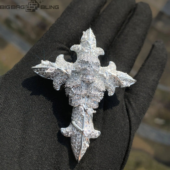 Iced Out Skull & Cross Pendant BigBagBling