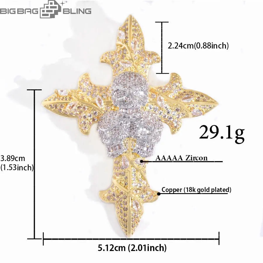Iced Out Skull & Cross Pendant BigBagBling