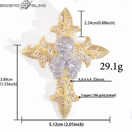 Iced Out Skull & Cross Pendant BigBagBling