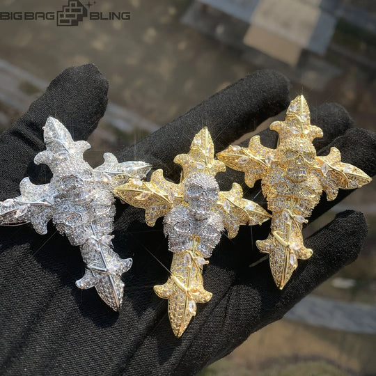 Iced Out Skull & Cross Pendant BigBagBling