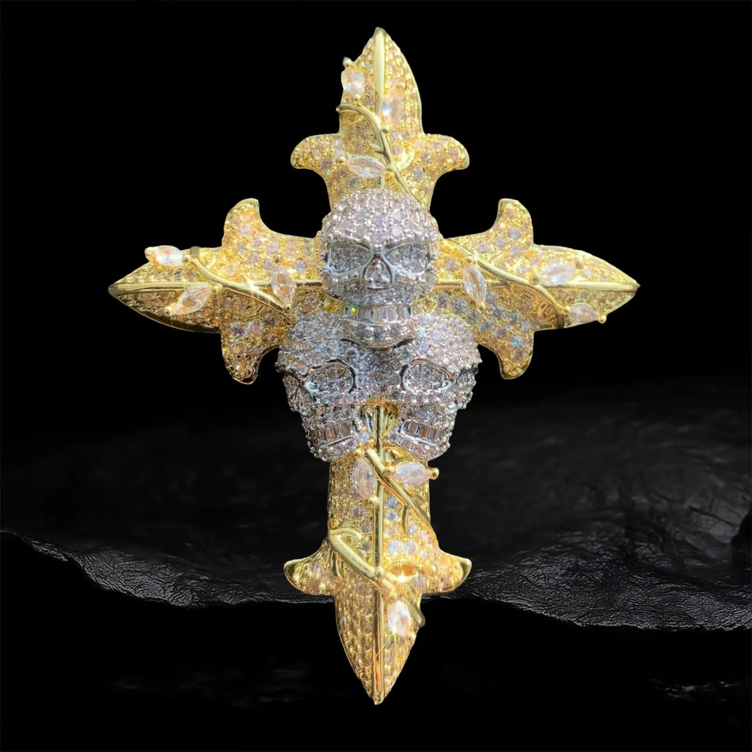 Iced Out Skull & Cross Pendant BigBagBling