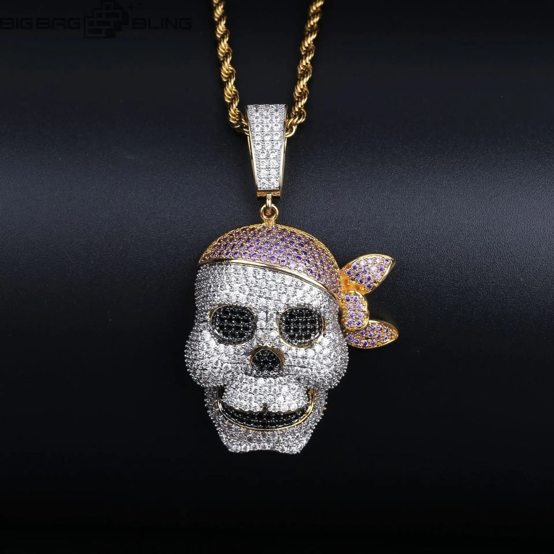 Iced Out Skull pirate  Pendant BigBagBling