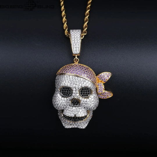 Iced Out Skull pirate  Pendant BigBagBling