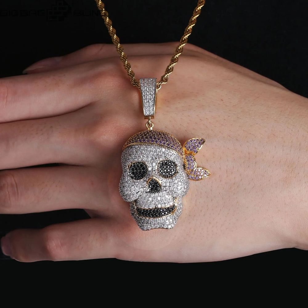 Iced Out Skull pirate  Pendant BigBagBling