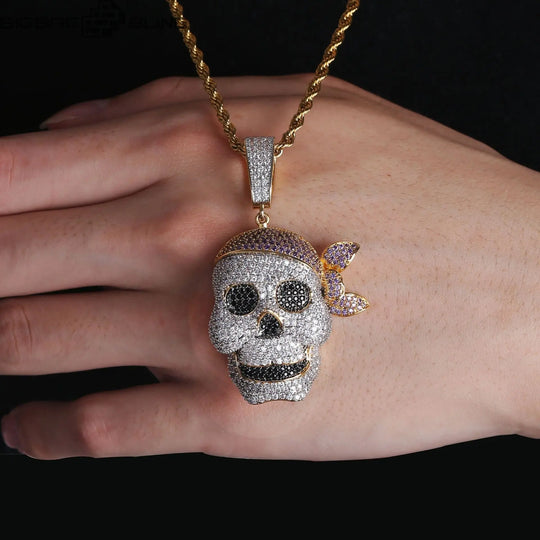 Iced Out Skull pirate  Pendant BigBagBling