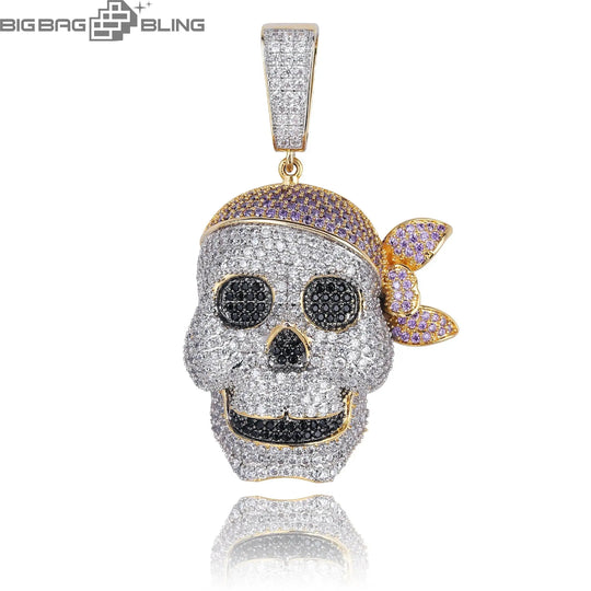Iced Out Skull pirate  Pendant BigBagBling