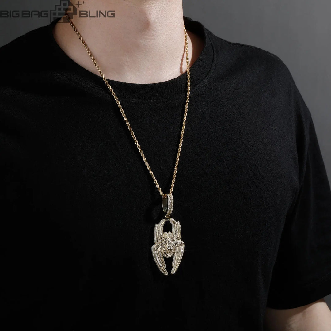 Iced Out Spider-Man Logo Pendant BigBagBling