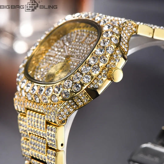 Iced Out Square Dial Quartz Watch BigBagBling