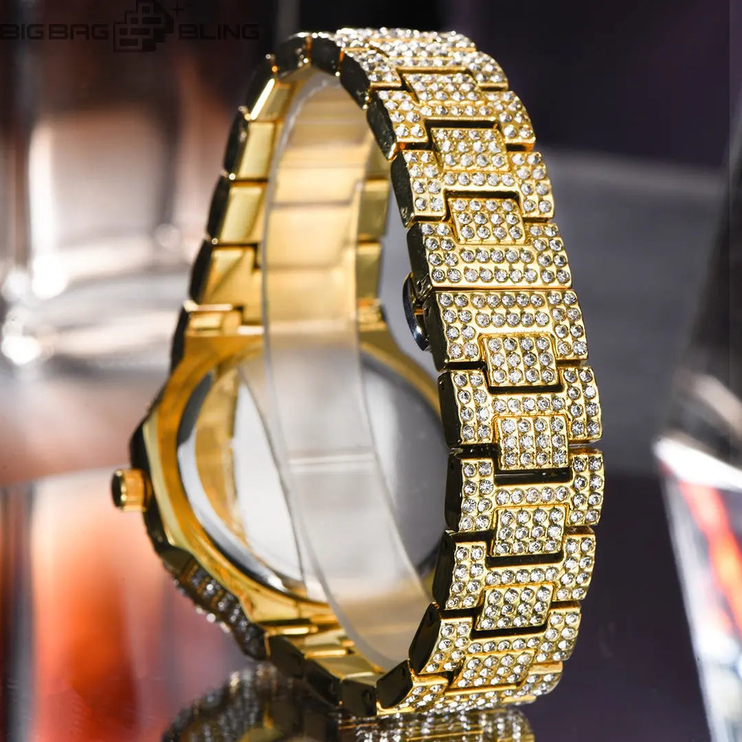 Iced Out Square Dial Quartz Watch BigBagBling