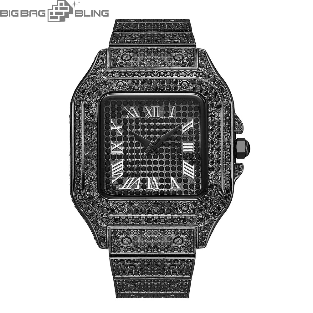 Iced Out Square Dial Quartz Watch BigBagBling