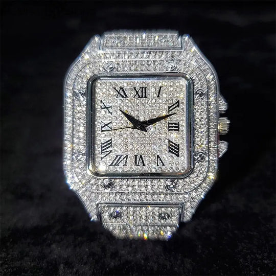 Iced Out Square Dial Quartz Watch BigBagBling