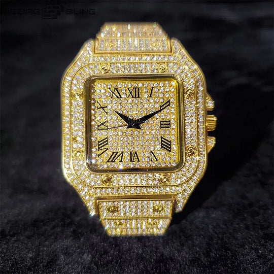 Iced Out Square Dial Quartz Watch BigBagBling