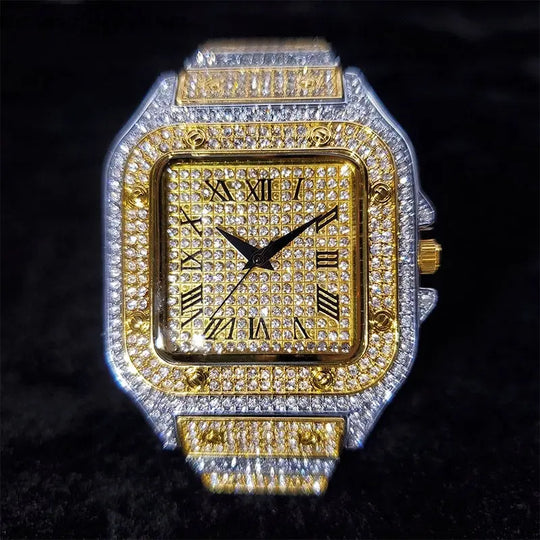 Iced Out Square Dial Quartz Watch BigBagBling
