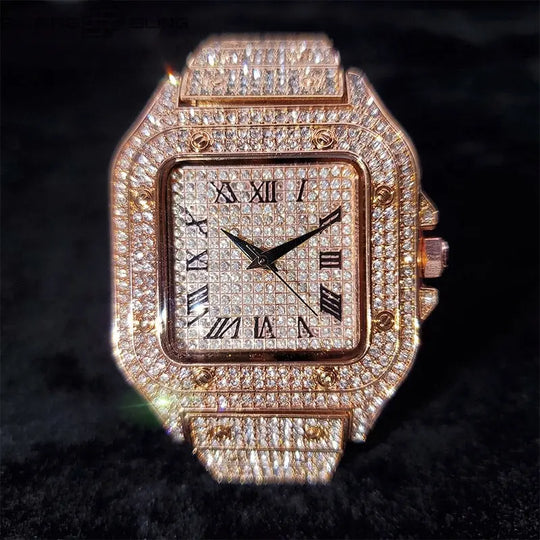 Iced Out Square Dial Quartz Watch BigBagBling