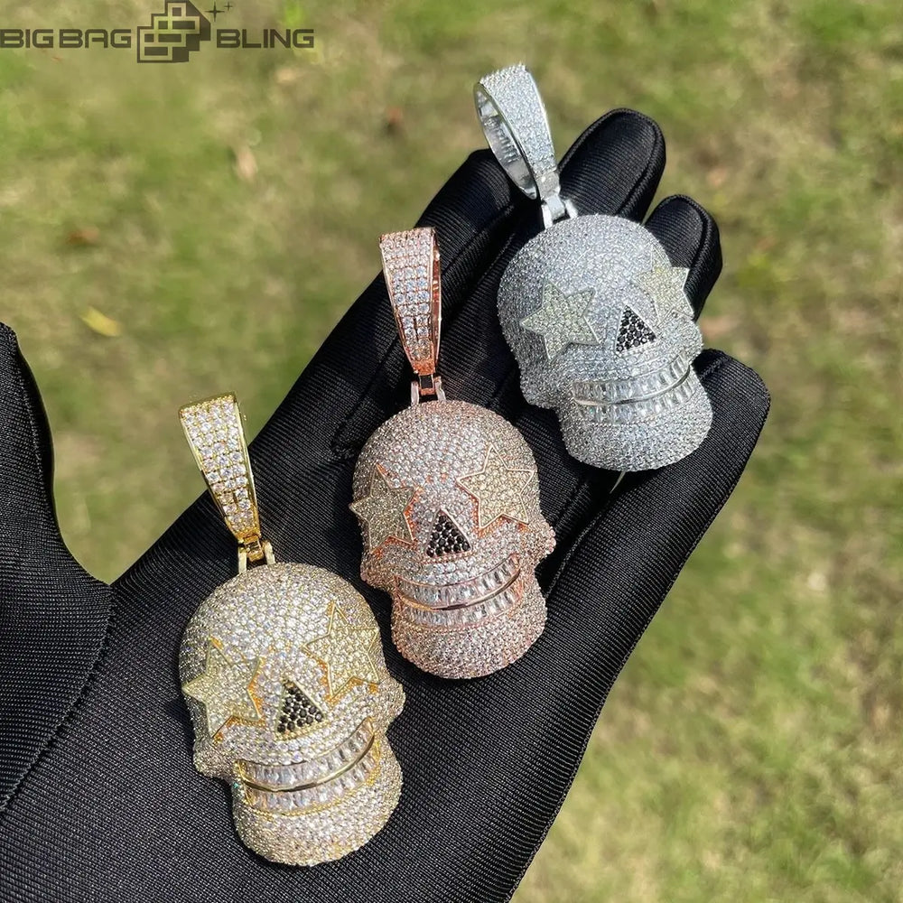 Iced Out Star-eyed skeleton Pendant BigBagBling