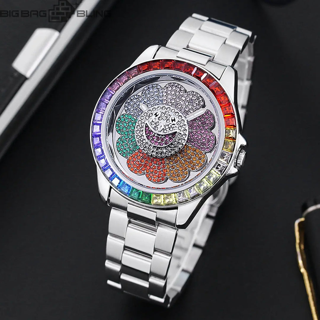 Iced Out Sunflowers can rotate Watch BigBagBling