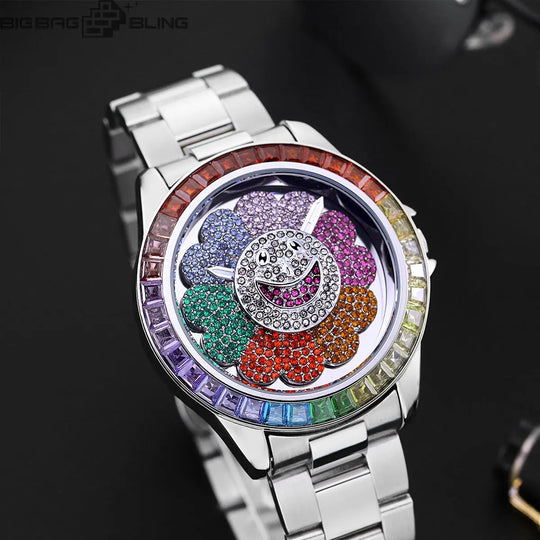 Iced Out Sunflowers can rotate Watch BigBagBling