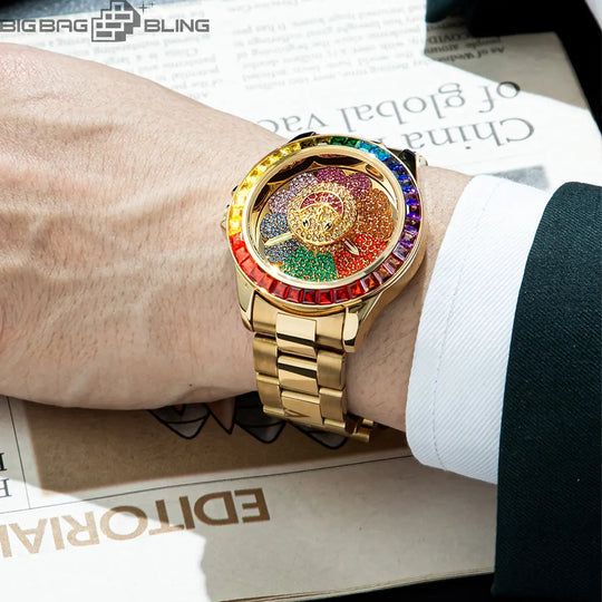 Iced Out Sunflowers can rotate Watch BigBagBling