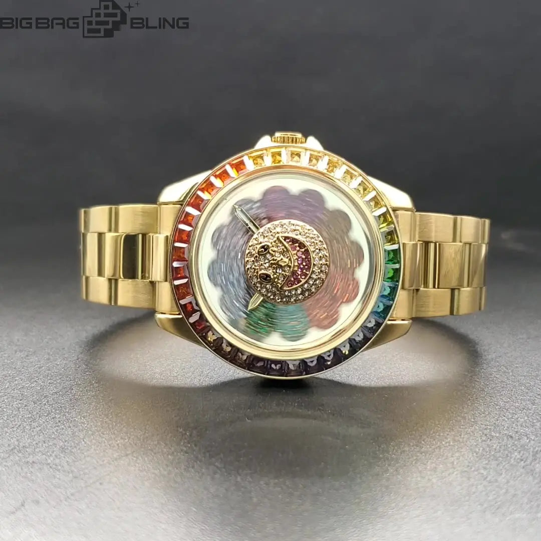 Iced Out Sunflowers can rotate Watch BigBagBling