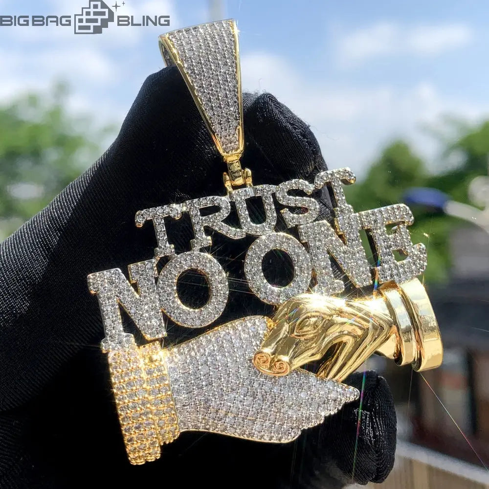 Iced Out TRUST NO ONE Pendant BigBagBling
