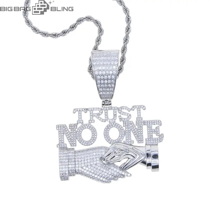 Iced Out TRUST NO ONE Pendant BigBagBling