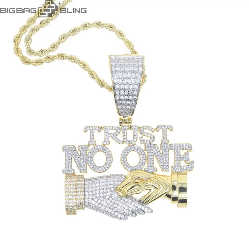Iced Out TRUST NO ONE Pendant BigBagBling