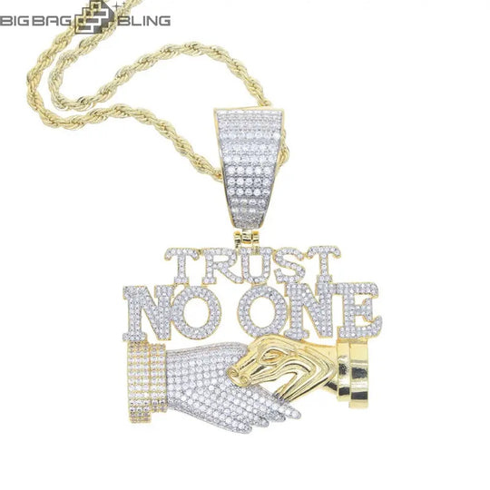 Iced Out TRUST NO ONE Pendant BigBagBling