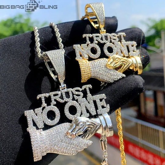 Iced Out TRUST NO ONE Pendant BigBagBling