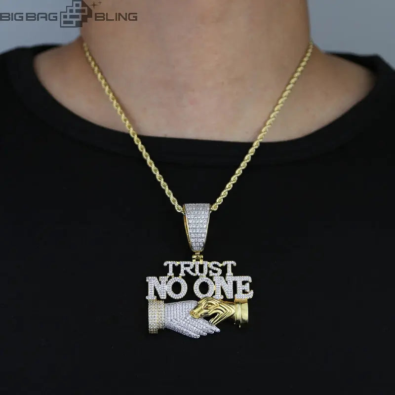 Iced Out TRUST NO ONE Pendant BigBagBling