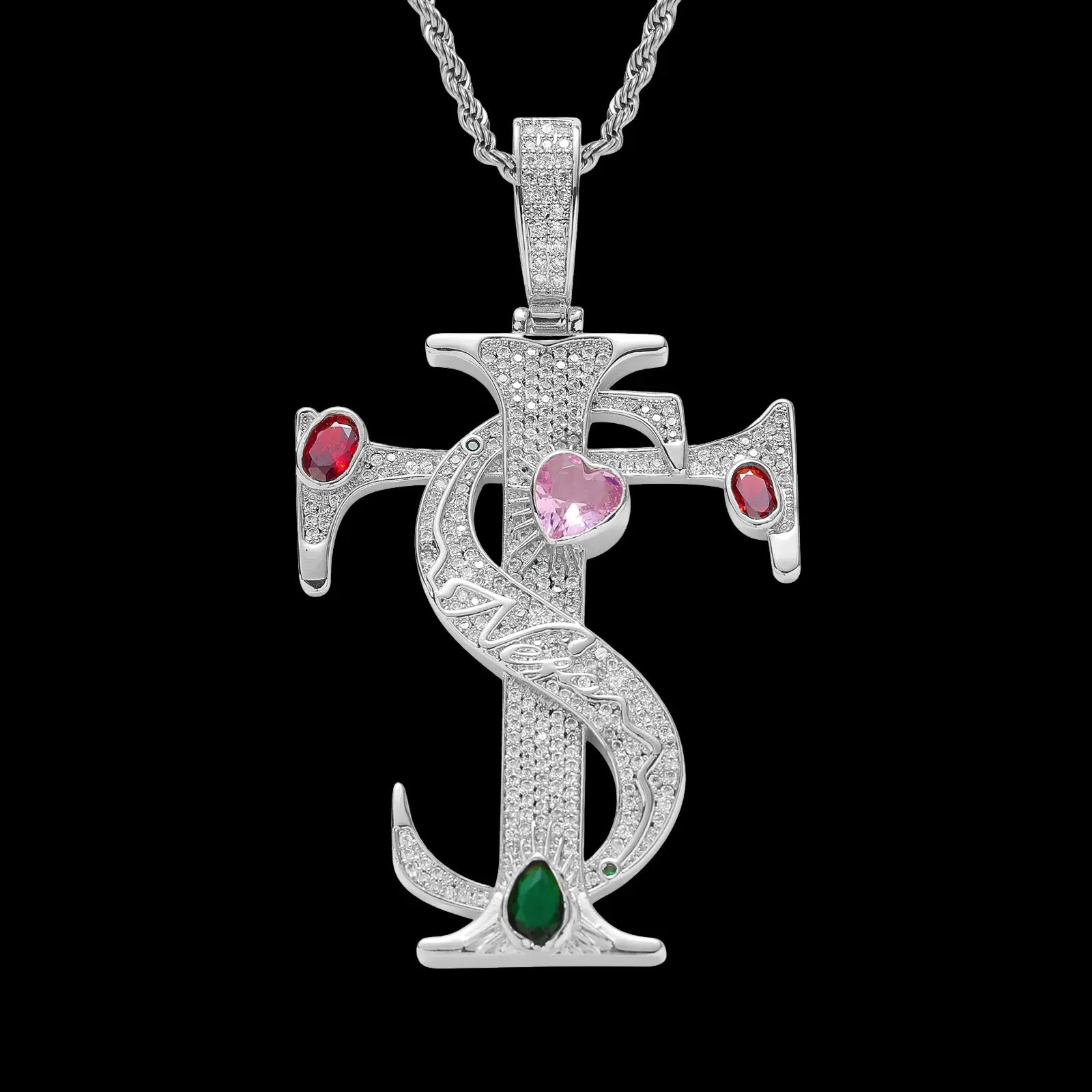Iced Out TS Letters Pendant BigBagBling