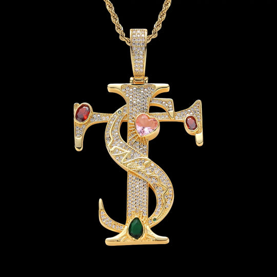 Iced Out TS Letters Pendant BigBagBling