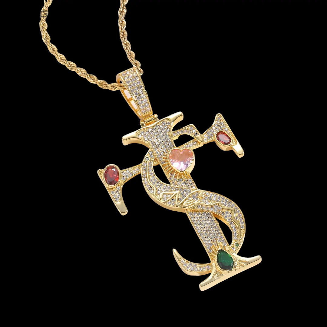 Iced Out TS Letters Pendant BigBagBling