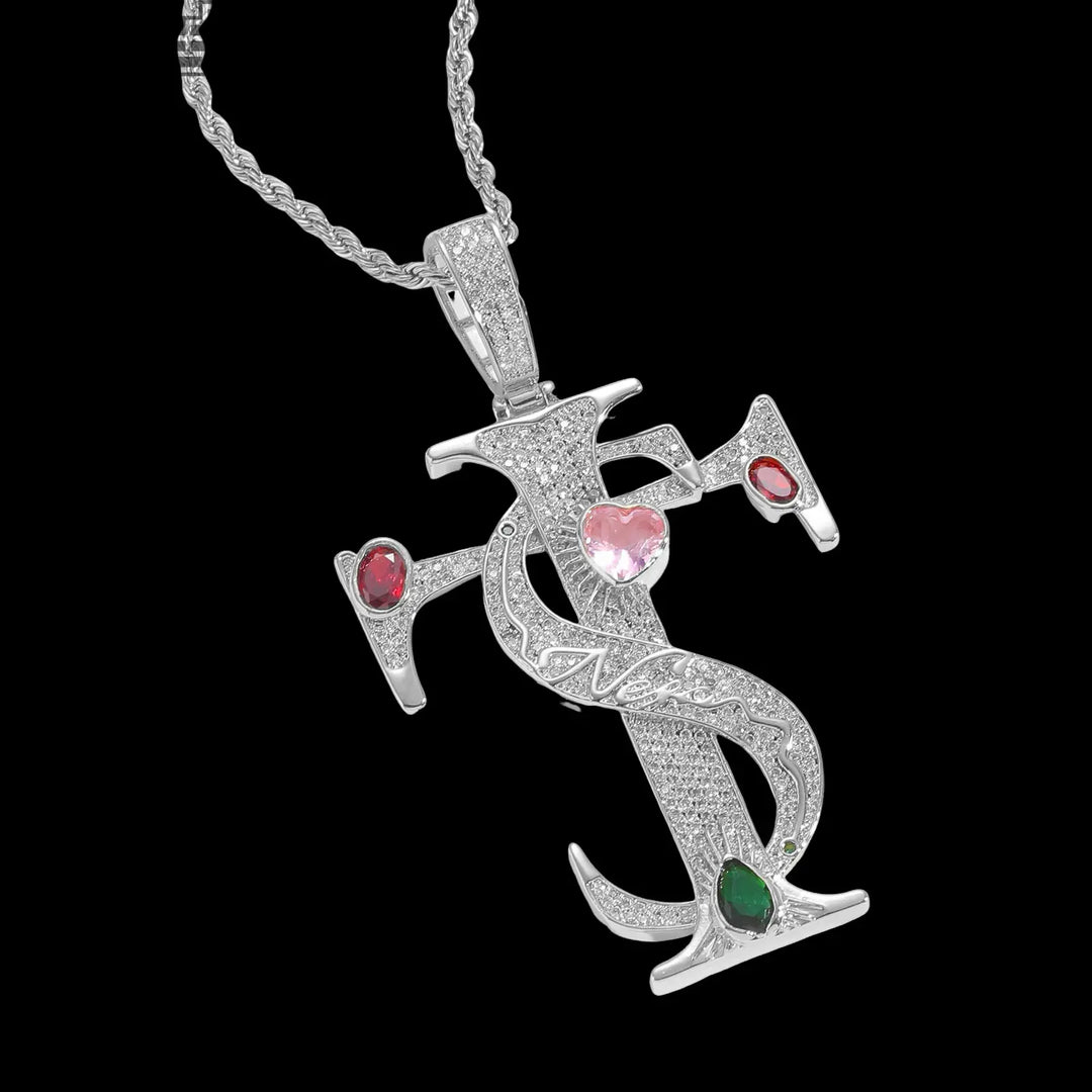 Iced Out TS Letters Pendant BigBagBling