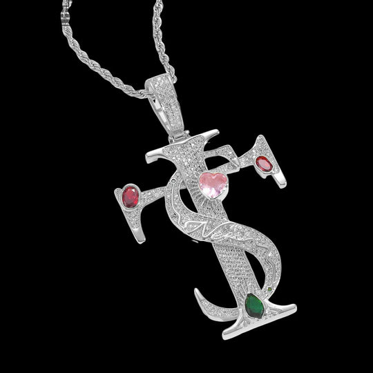 Iced Out TS Letters Pendant BigBagBling