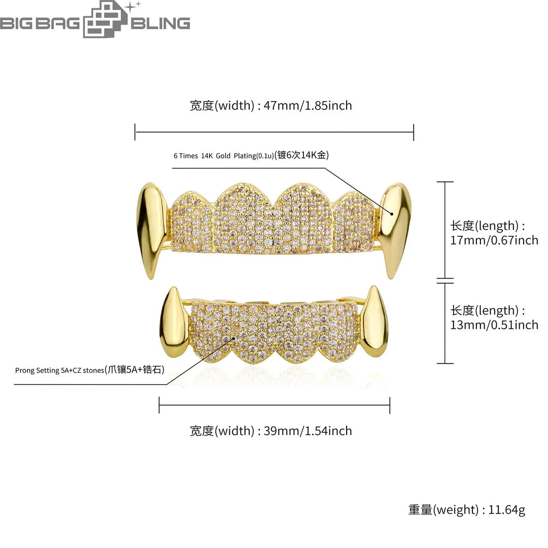 Iced Out Vampire fangs Grillz BigBagBling