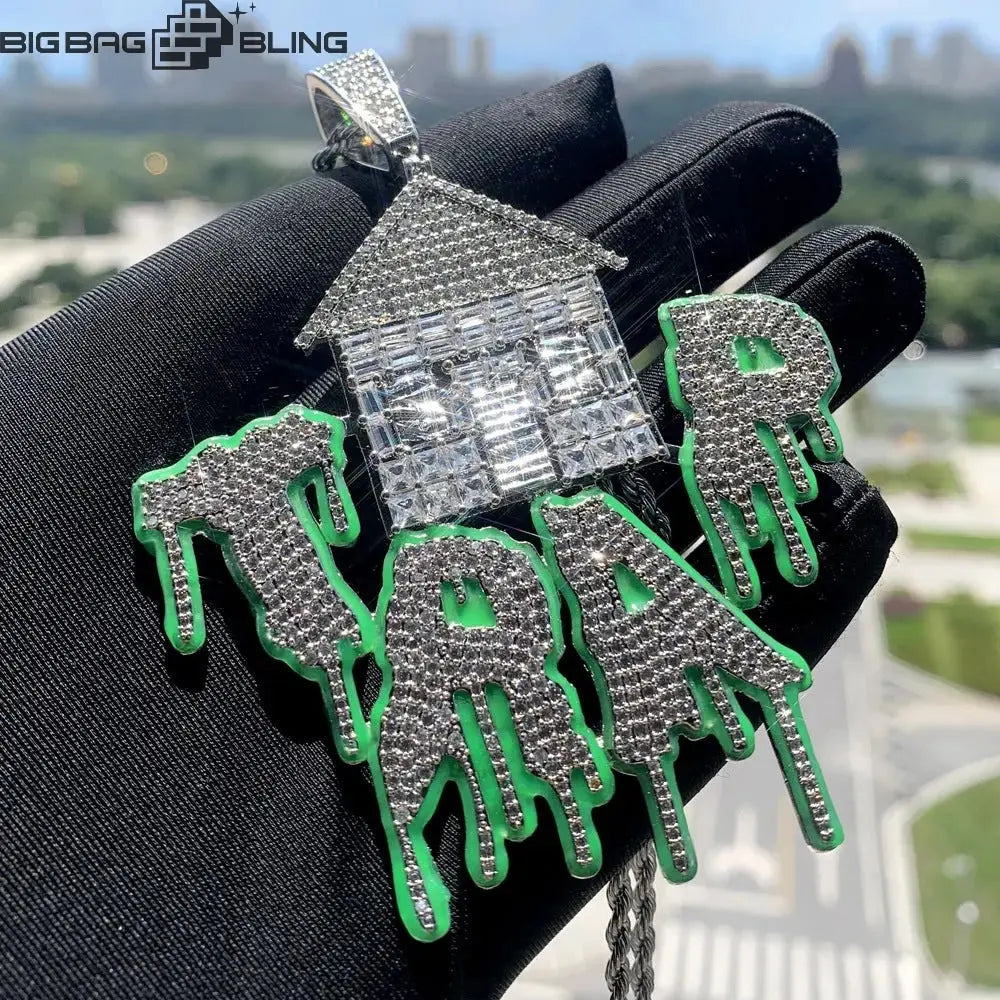 Iced Out TRAP Glow Drip Pendant BigBagBling
