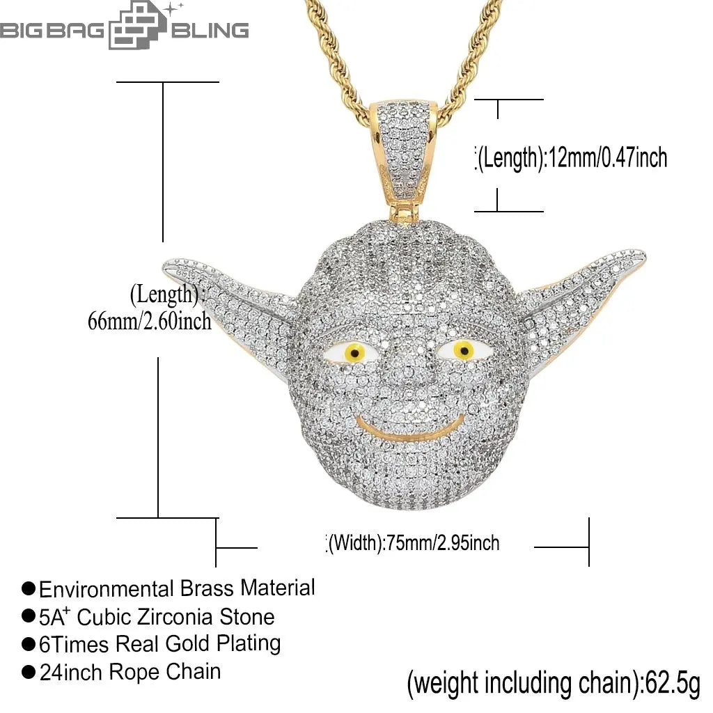 Iced Out Yoda Master Pendant BigBagBling