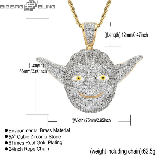 Iced Out Yoda Master Pendant BigBagBling