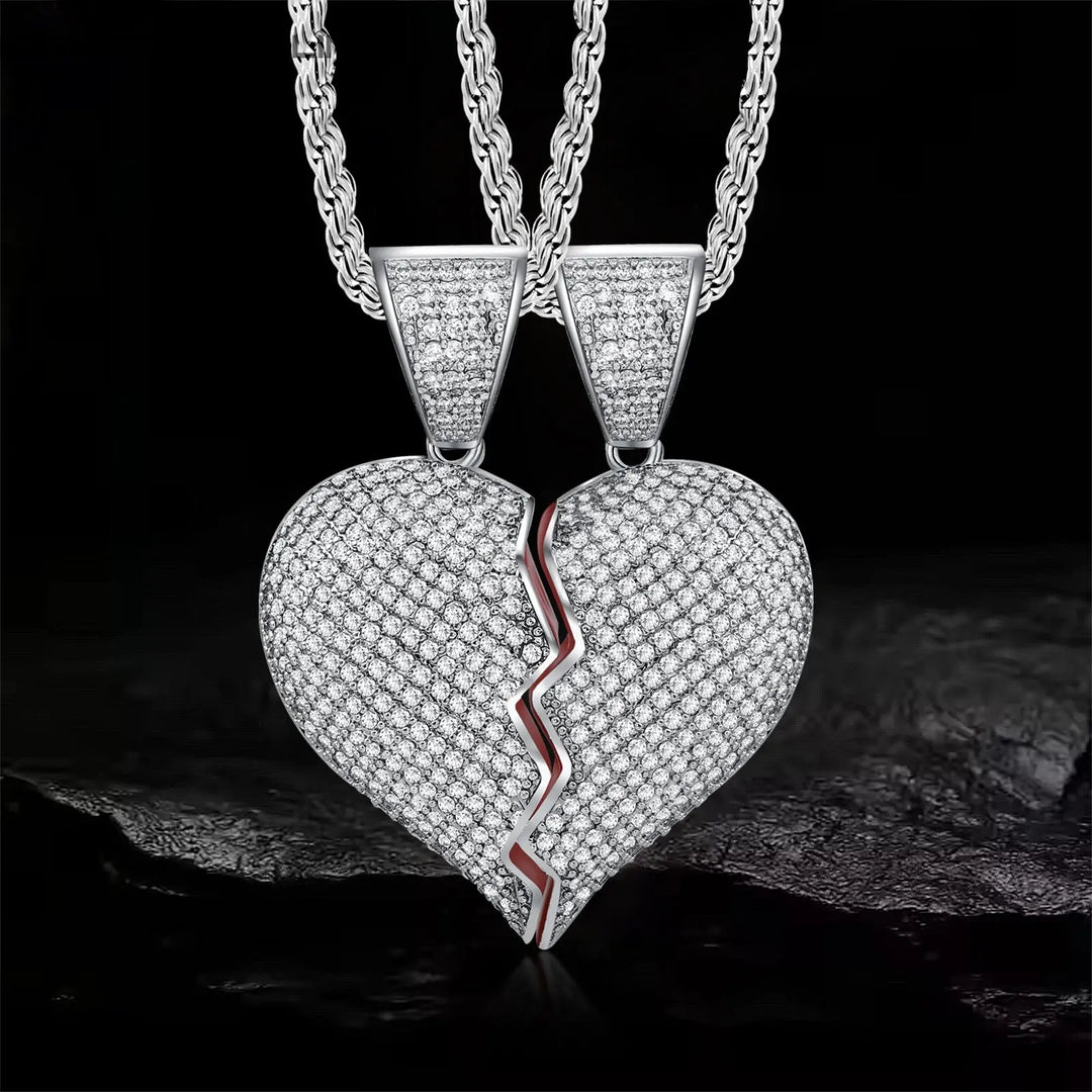 Iced Out broken heart shape Pendant BigBagBling