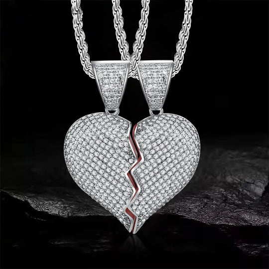 Iced Out broken heart shape Pendant BigBagBling