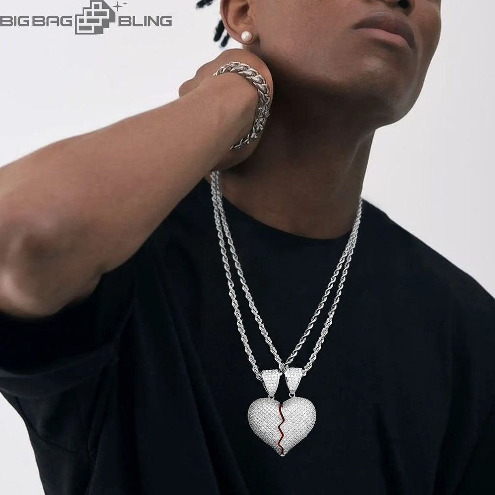Iced Out broken heart shape Pendant BigBagBling