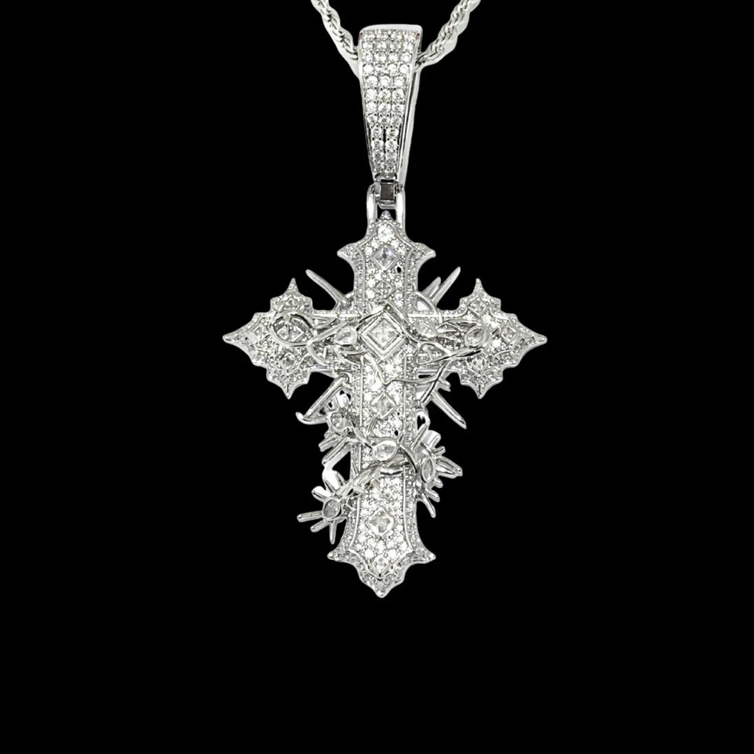 Iced Out cross with thorns Pendant BigBagBling