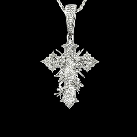 Iced Out cross with thorns Pendant BigBagBling