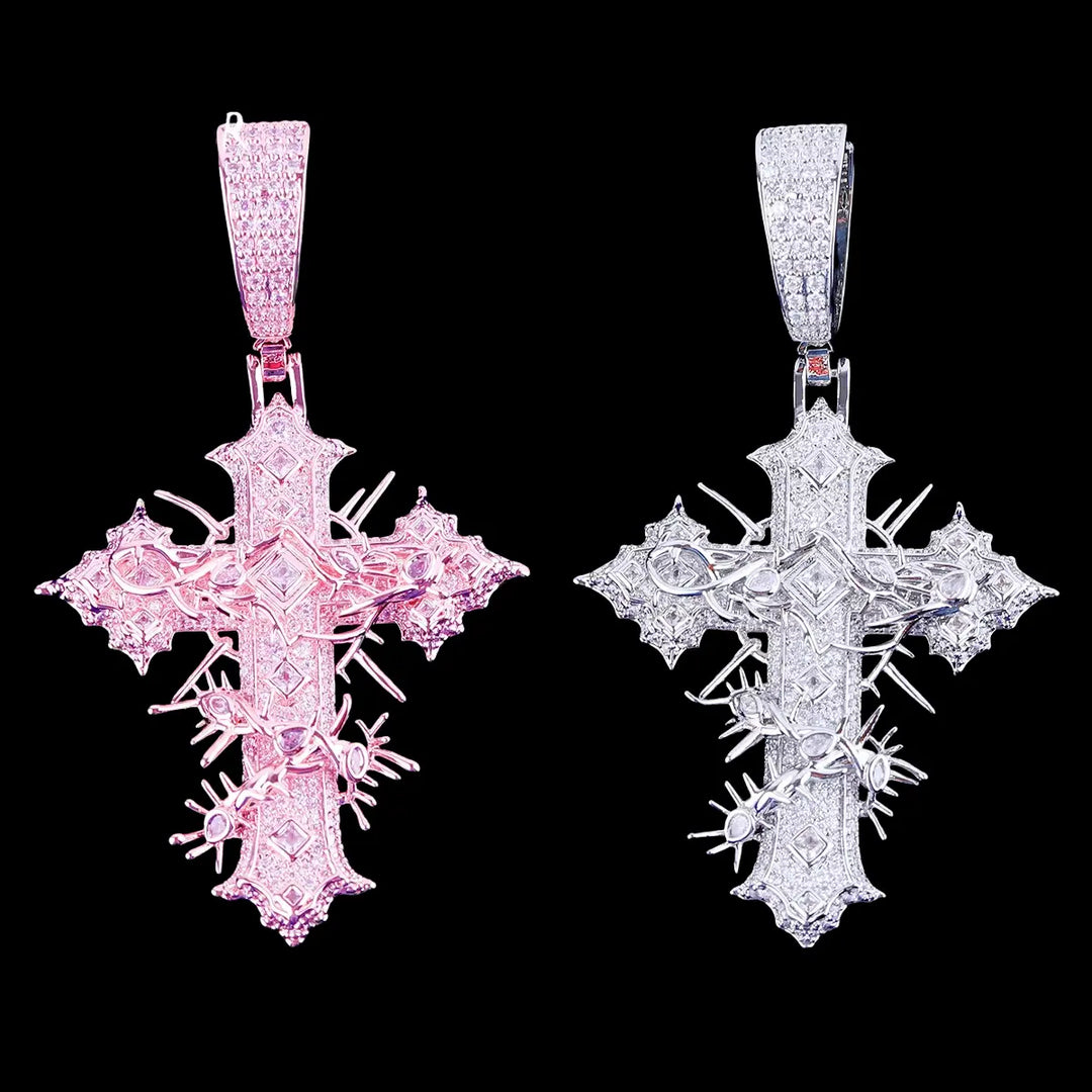 Iced Out cross with thorns Pendant BigBagBling